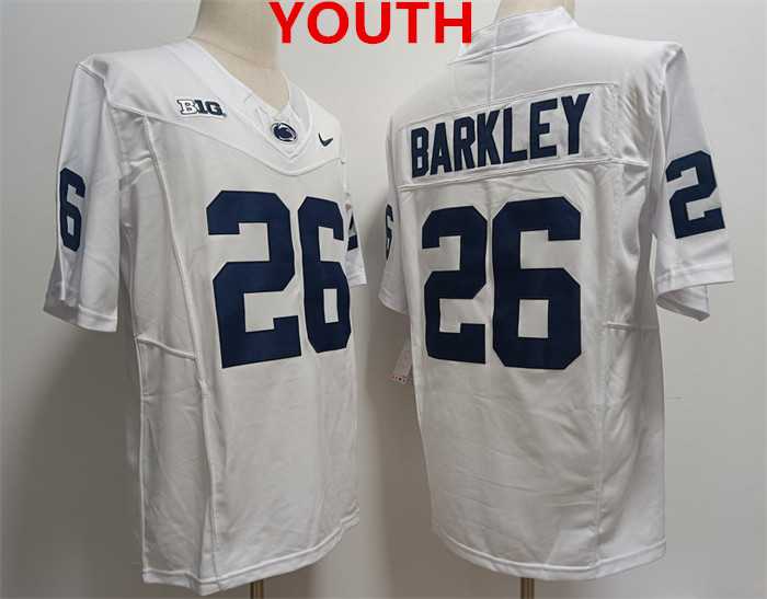 Youth Penn State Nittany Lions #26 Saquon Barkley White Stitched Jersey->nhl youth jerseys->NHL Jersey